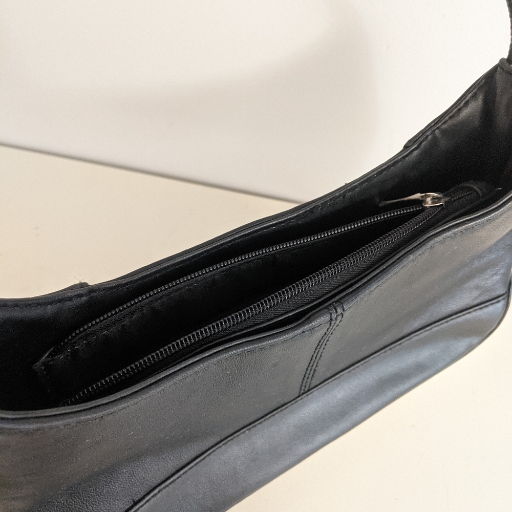 Y2k Grunge Basic Black Leather Mini Shoulder Bag - image 5